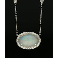 Opal and Diamond Pendant Necklace in 18ct White Gold