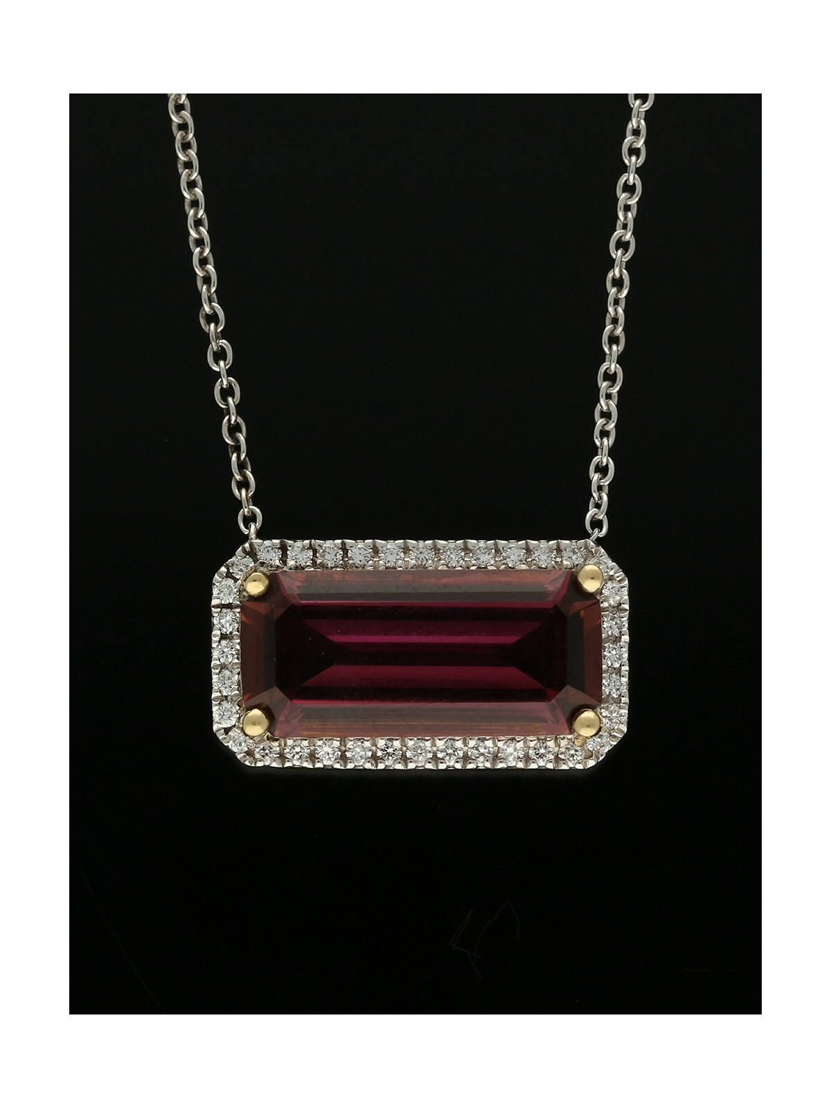 Pink Tourmaline and Diamond Pendant Necklace in 18ct Yellow and White Gold