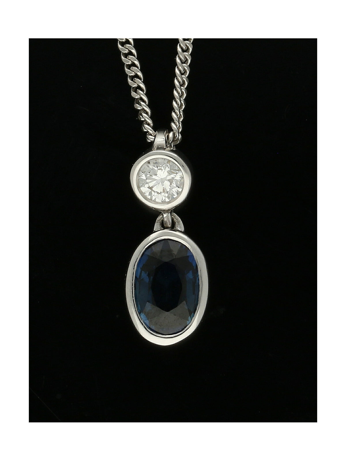 Sapphire & Diamond Pendant Necklace in 18ct White Gold