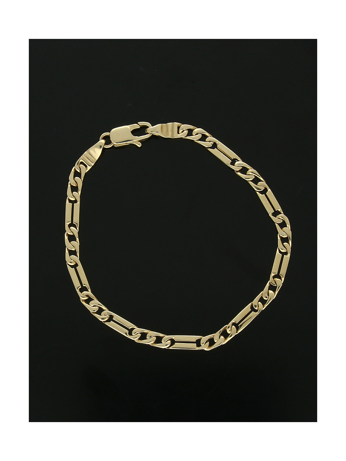 Slotted & Curb Link Chain Bracelet in 9ct Yellow Gold