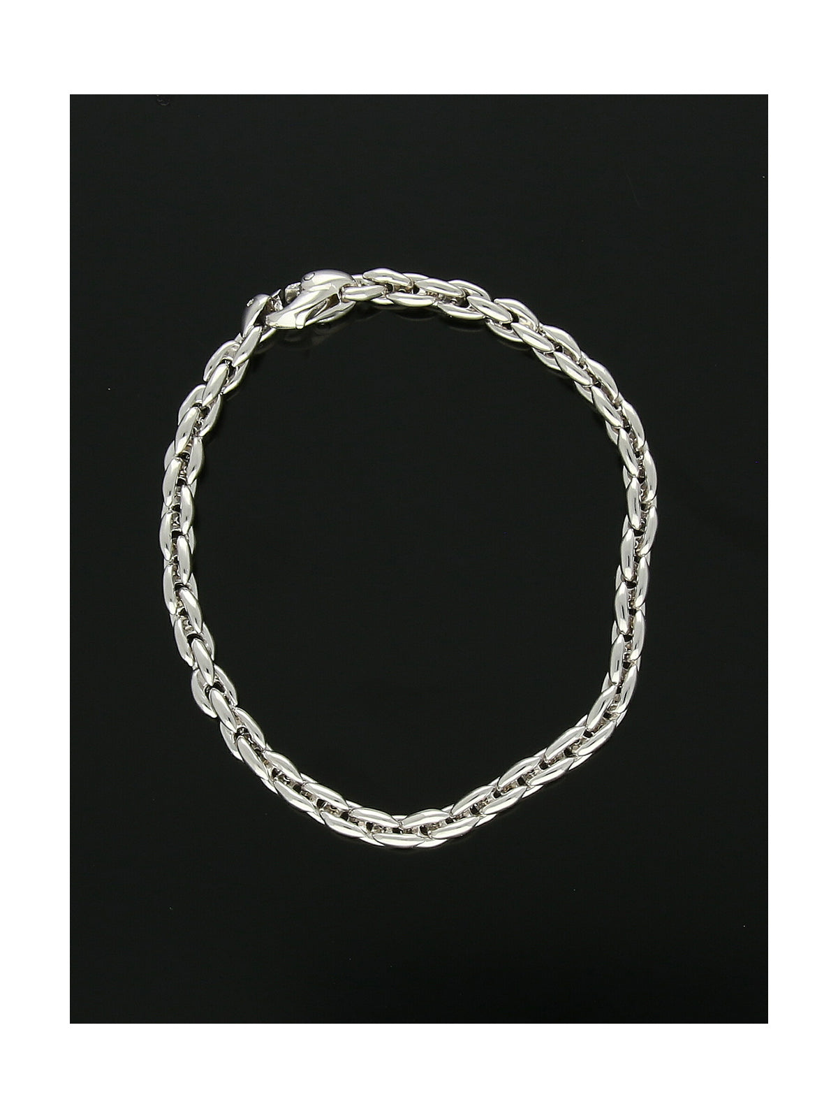 Oval Link Bracelet in 9ct White Gold