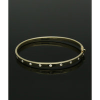 Diamond Hinged Bangle in 9ct Yellow Gold