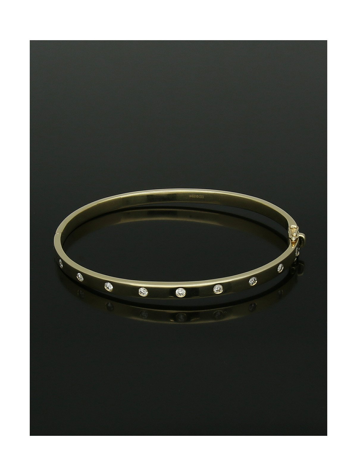 Diamond Hinged Bangle in 9ct Yellow Gold