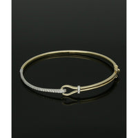Diamond Bangle in 9ct Yellow and White Gold with Loop Detail