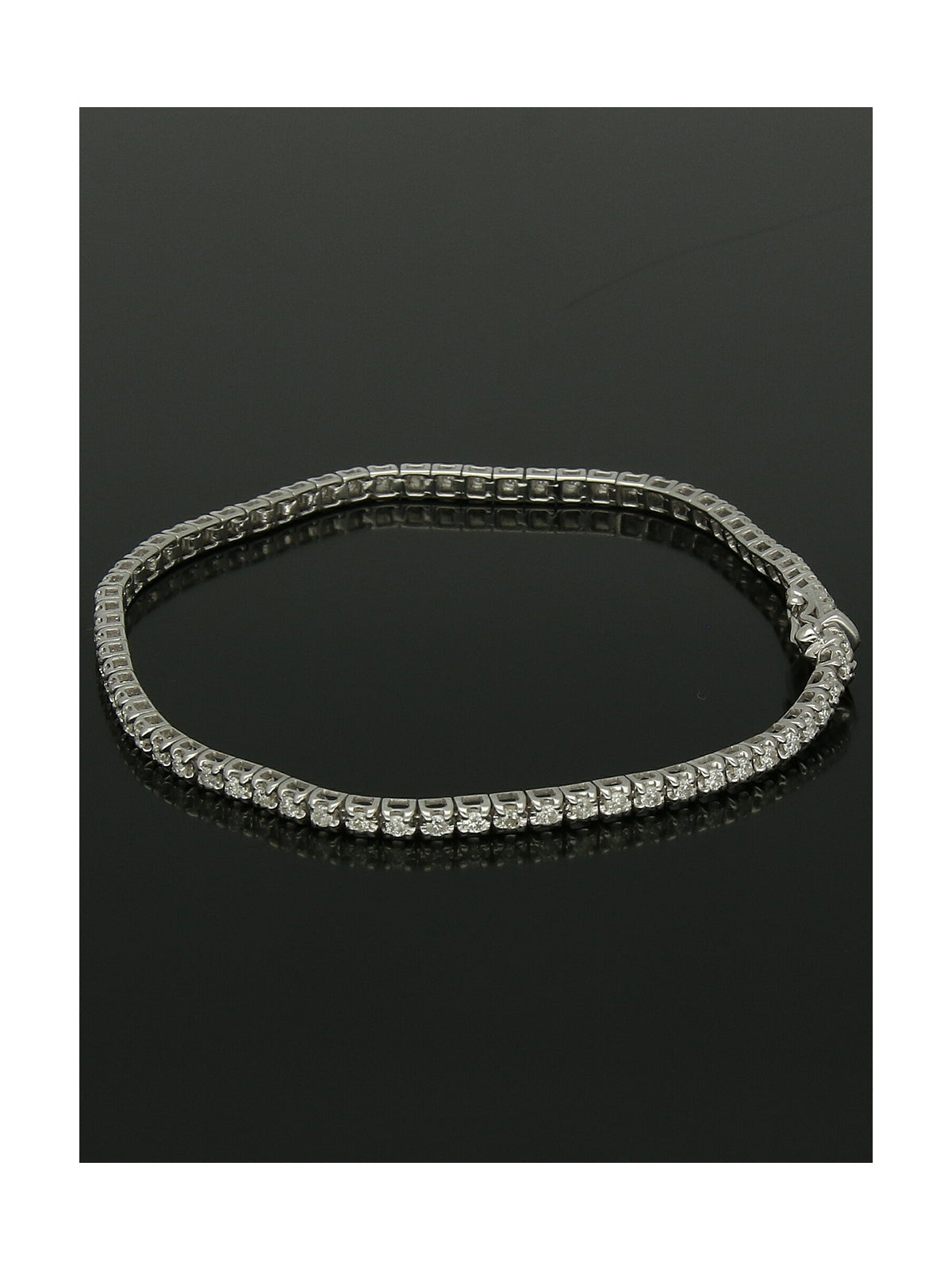 Diamond Line Bracelet 1.04ct in 9ct White Gold