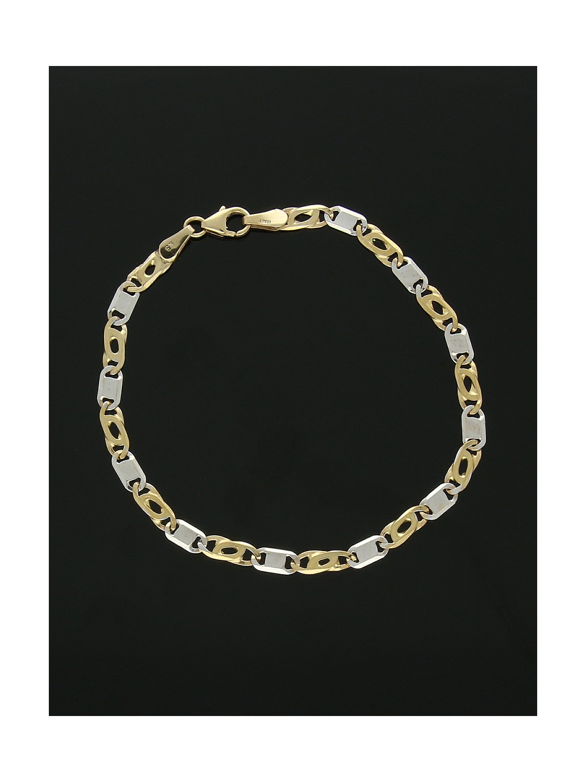 Fancy Link Bracelet in 9ct Yellow & White Gold