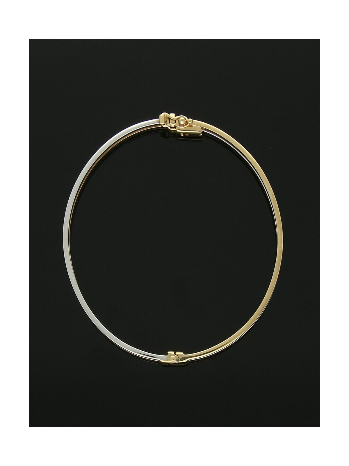 Open Twist Hinged Bangle in 9ct Yellow and White Gold