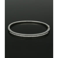 Diamond Channel Set Hinged Bangle 1.08ct in 18ct White Gold