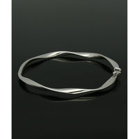 Twist Hinged Bangle in 9ct White Gold