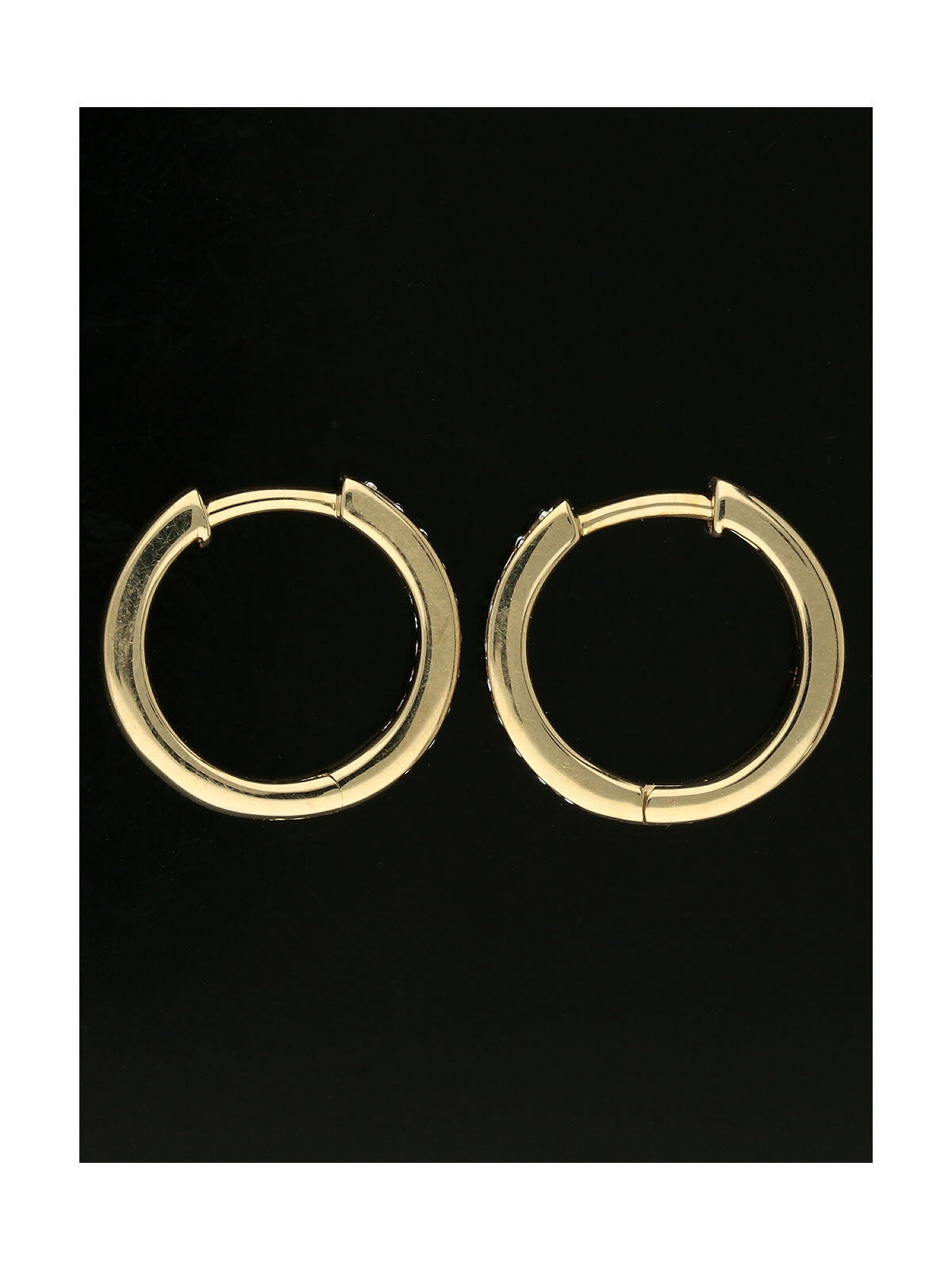 Diamond Channel Set Small Hoop Earrings 0.14ct in 9ct Yellow Gold