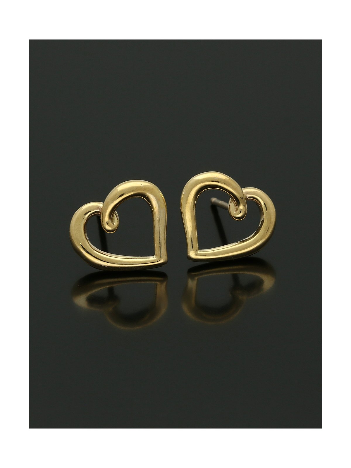 Organic Heart Stud Earrings 9mm in 9ct Yellow Gold