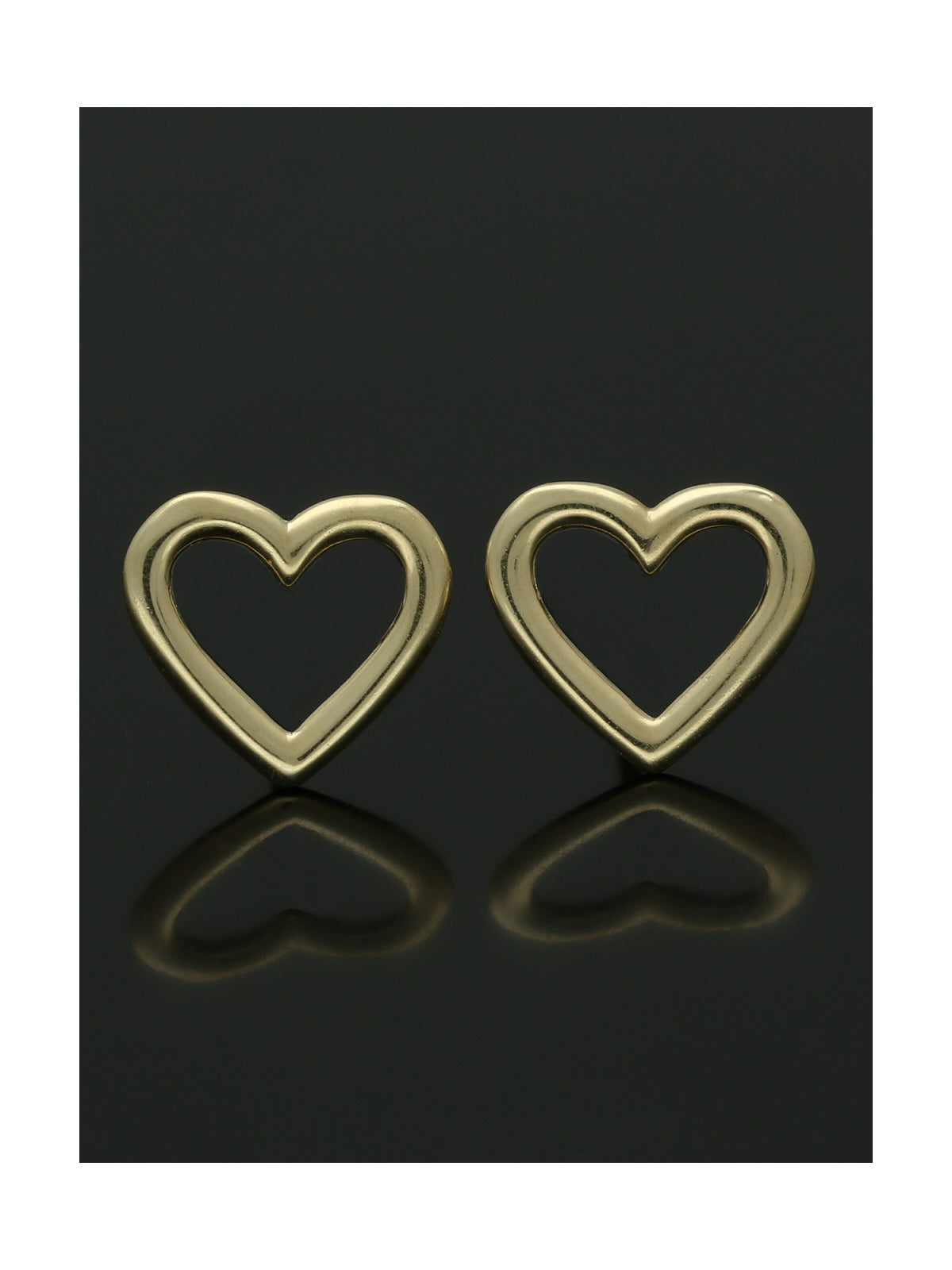 Open Heart Stud Earrings in 9ct Yellow Gold
