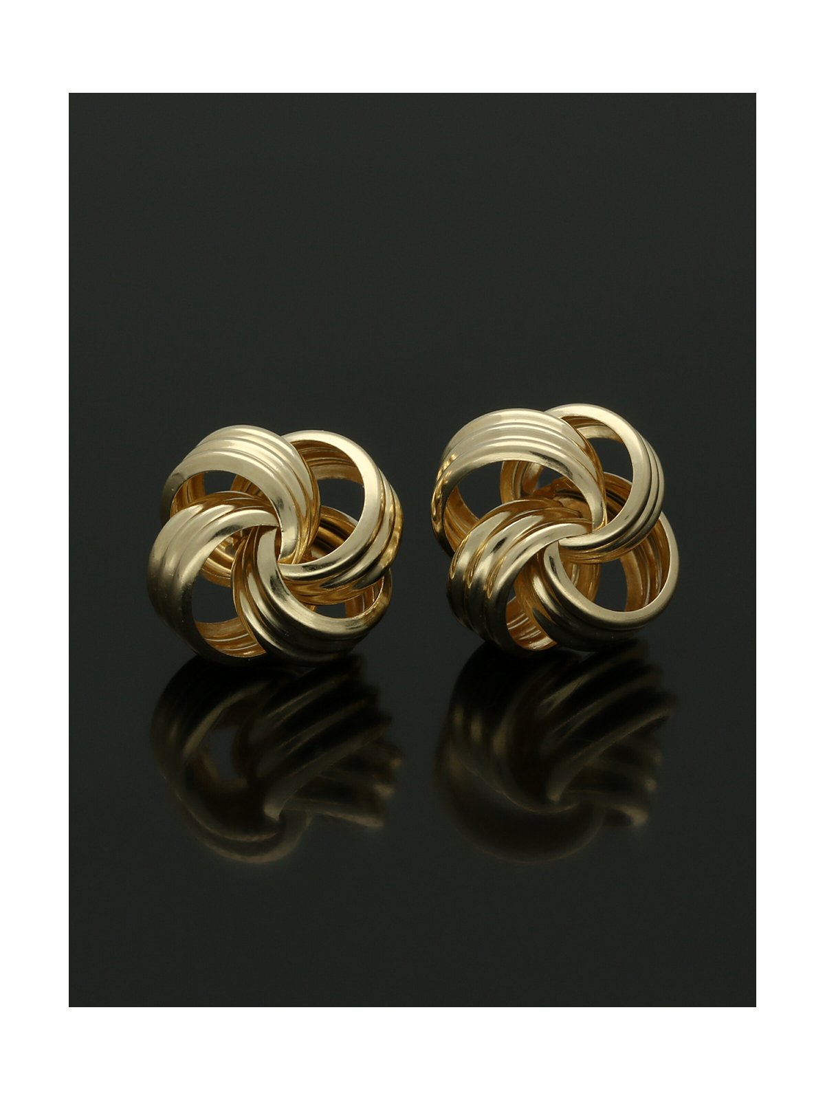 Triple Strand Loop Knot Stud Earrings 9mm in 9ct Yellow Gold