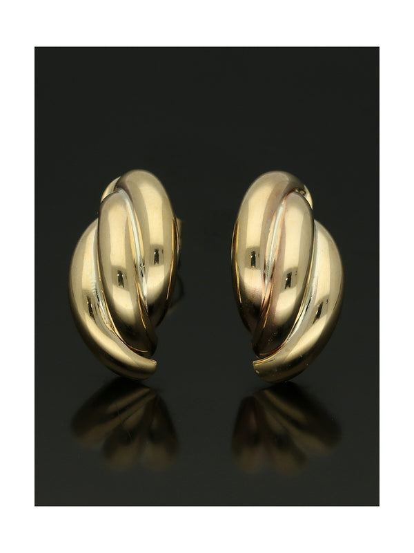 Curved Loop Stud Earrings 15x18mm in 9ct Yellow Gold