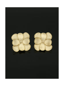 Flower Stud Earrings 22mm in 9ct Yellow Gold