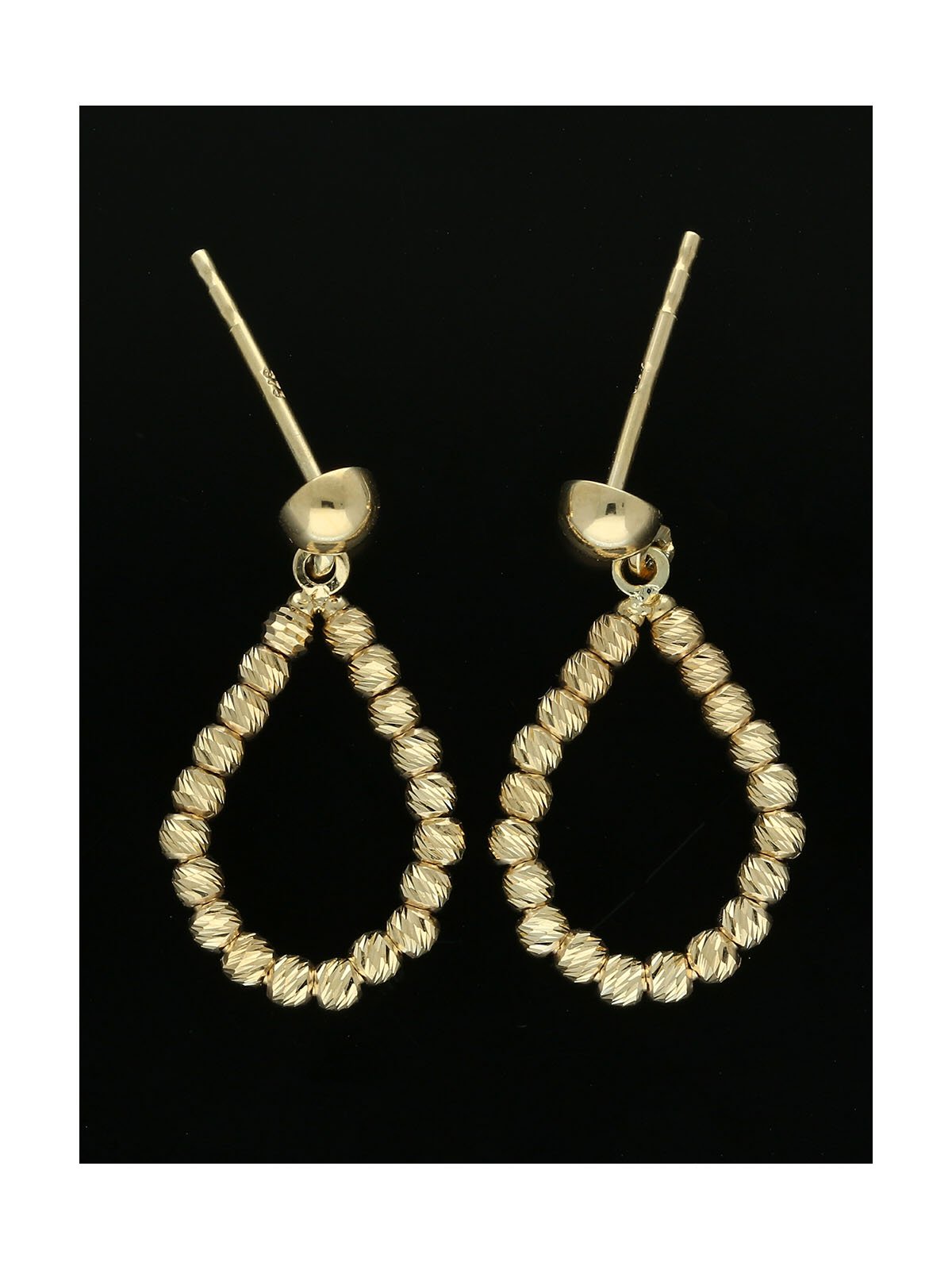 Sparkle Teardrop Drop Earrings in 9ct Yellow Gold