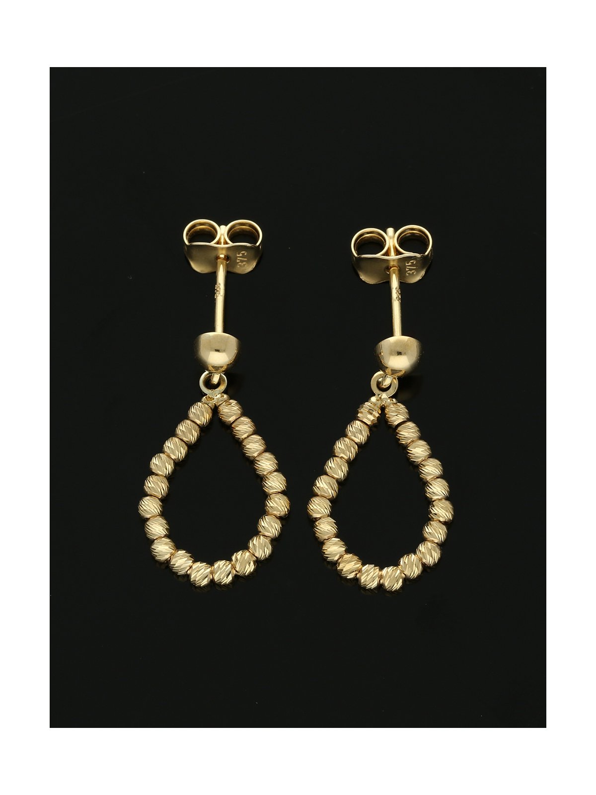 Sparkle Teardrop Drop Earrings in 9ct Yellow Gold