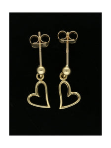 Open heart Drop Earrings in 9ct Yellow Gold