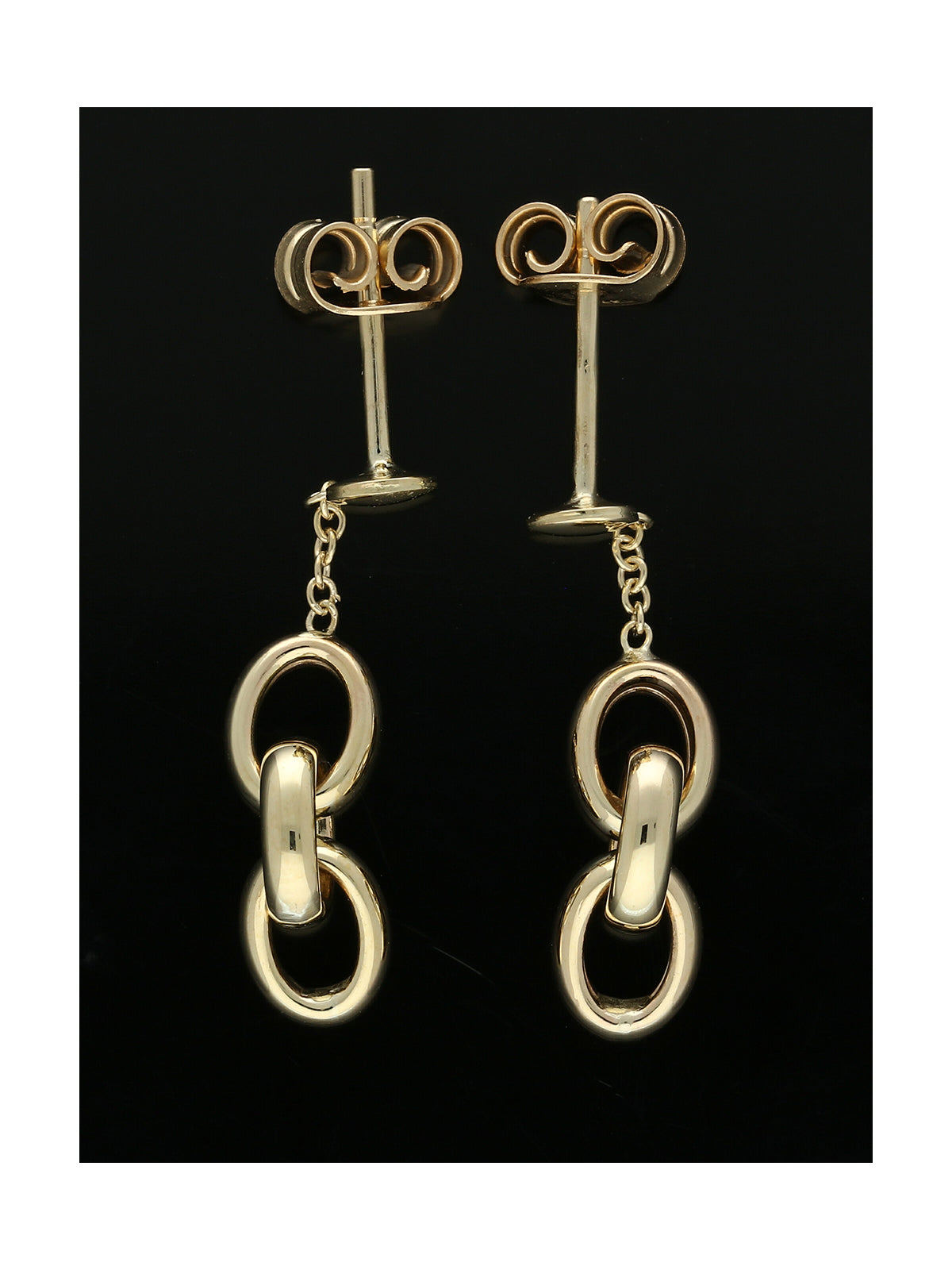 Triple Loop Drop Earrings in 9ct Yellow Gold