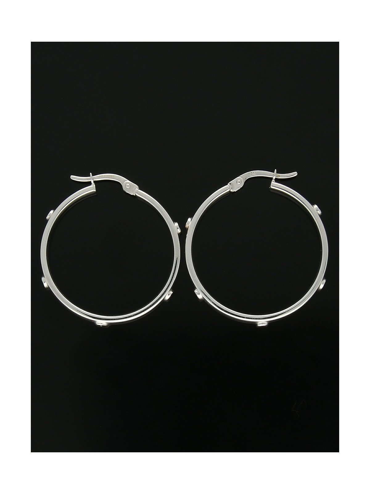 Hoop Earrings with Yellow Gold Screws 28mm in 9ct White Gold