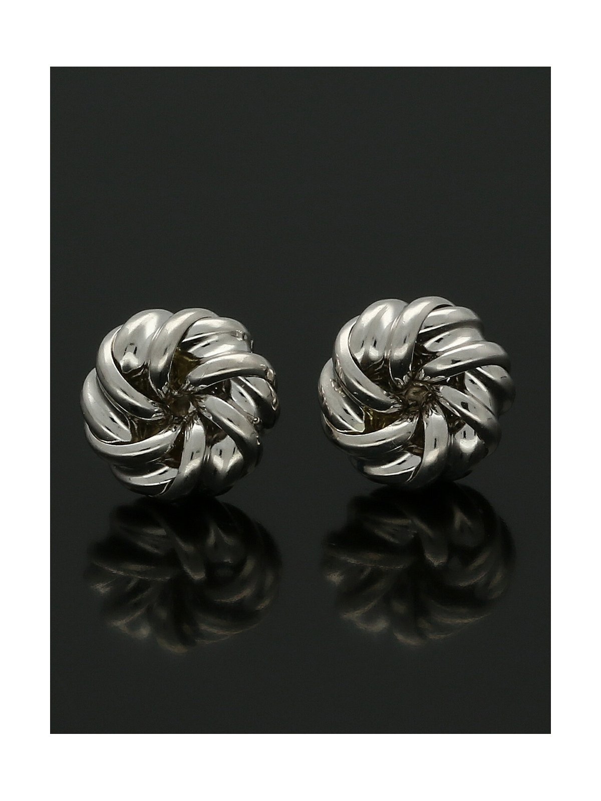 Ribbon Knot Earrings 6mm in 9ct White Gold