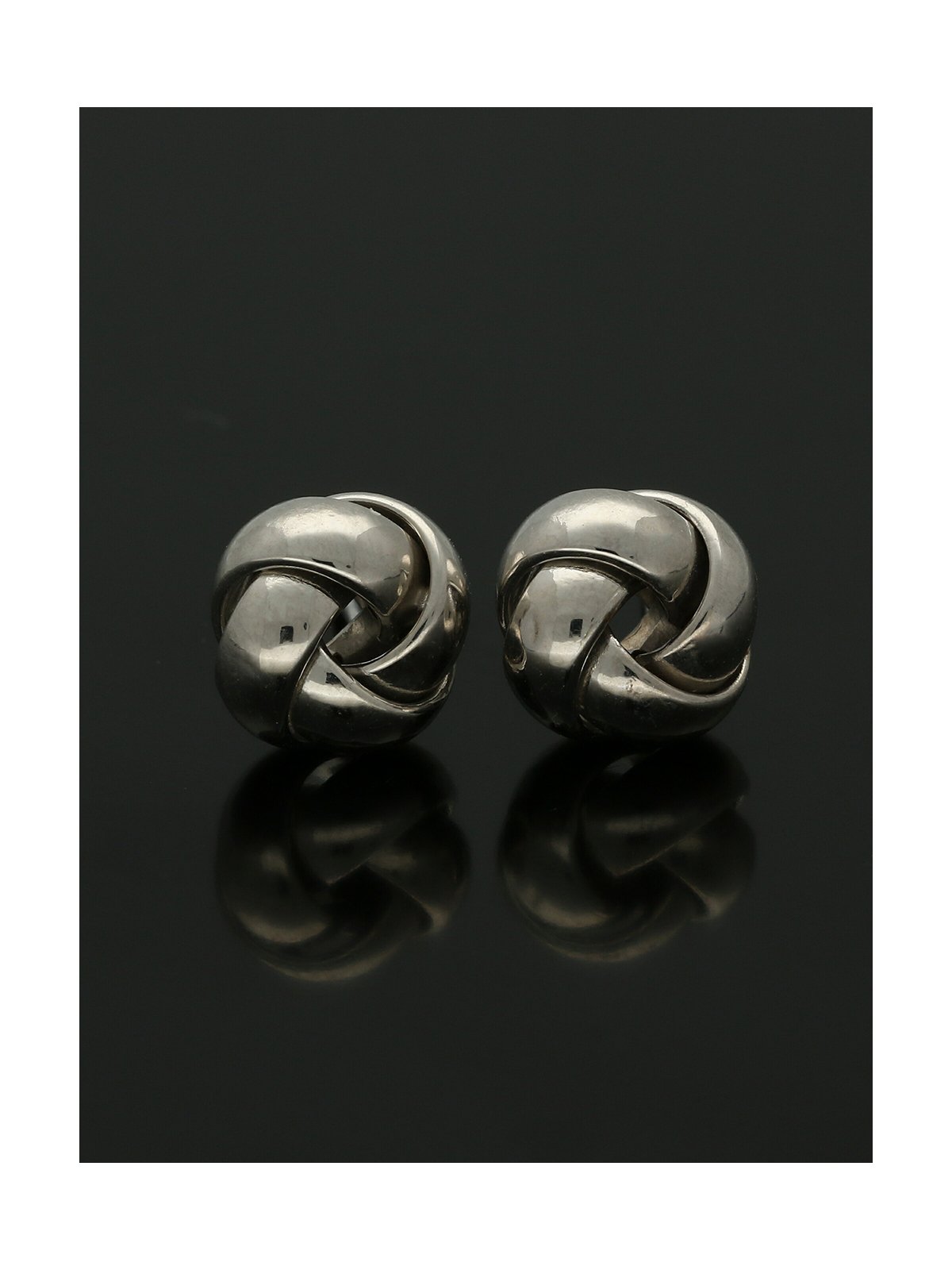Polished 4 Strand Knot Earrings 8.5mm in 9ct White Gold