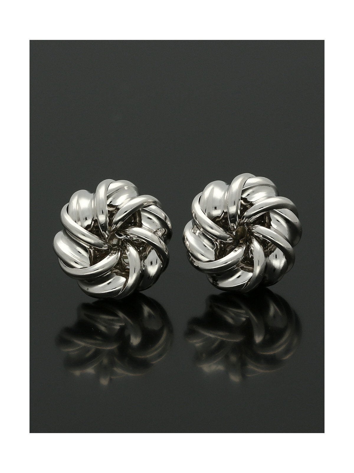 Swirl Knot Stud Earrings 11mm in 9ct White Gold