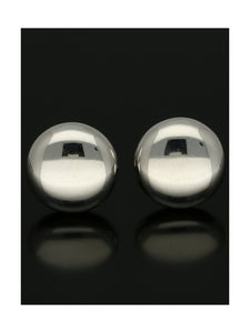 Polished Button Stud Earrings in 9ct White Gold