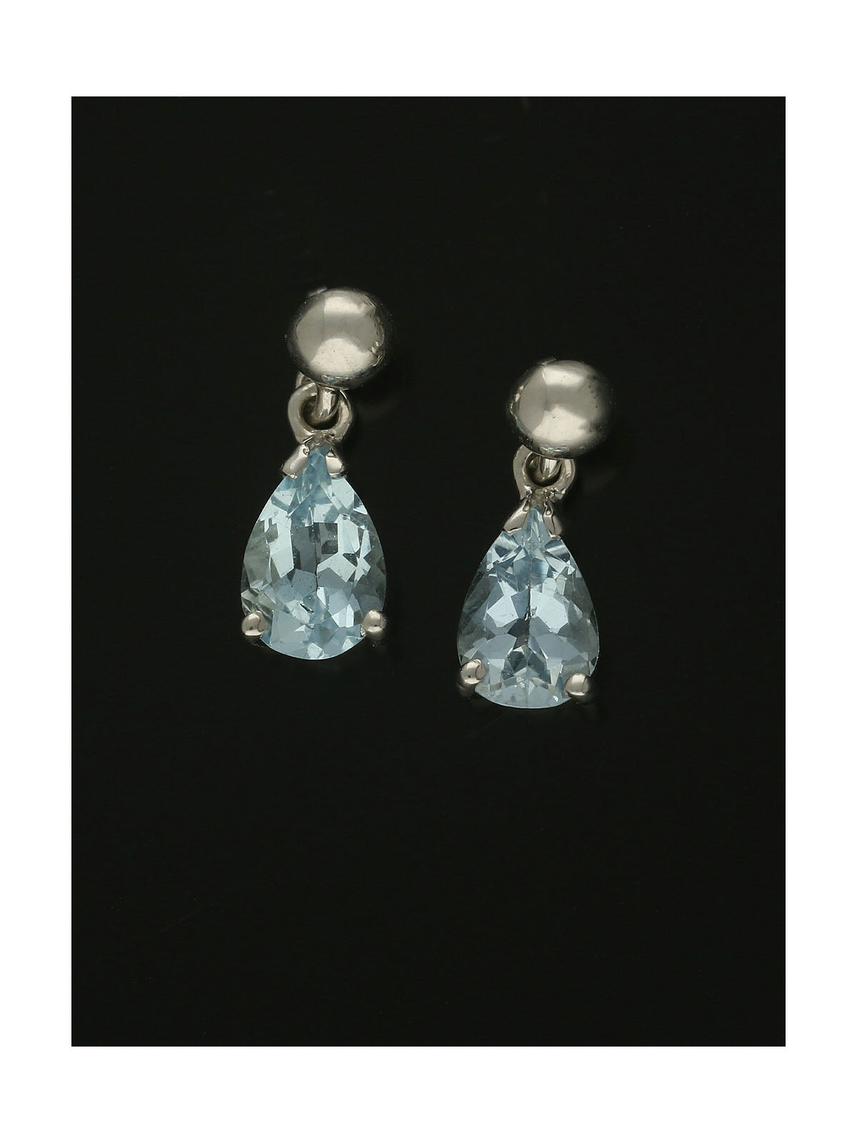 Aquamarine Pear Drop Earrings in 9ct White Gold