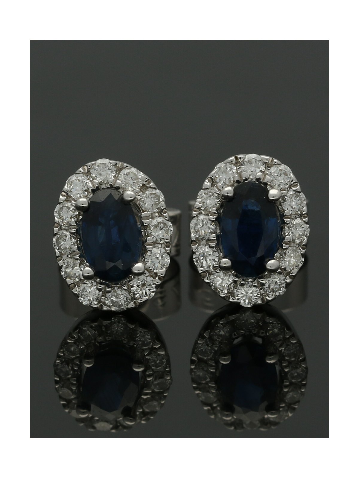 Sapphire & Diamond Cluster Earrings in 9ct White Gold