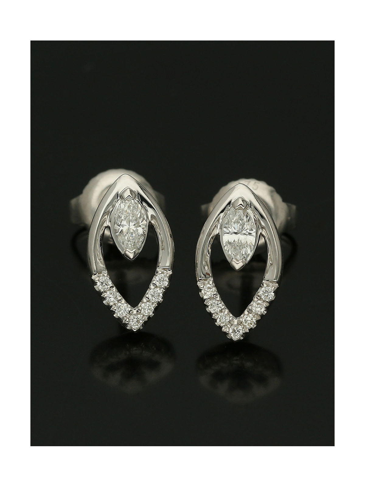 Diamond Marquise Stud Earrings 0.22ct in 9ct White Gold