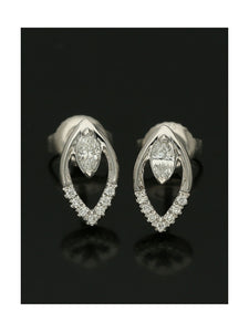 Diamond Marquise Stud Earrings 0.22ct in 9ct White Gold