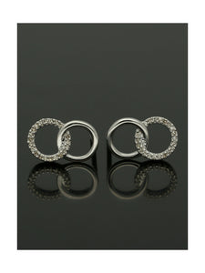 Diamond Round Brilliant Claw Set Interlocking Circle Stud Earrings in 9ct White Gold