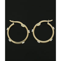 Round Hoop Earrings with Screw Design 19mm in 9ct Yellow and White Gold