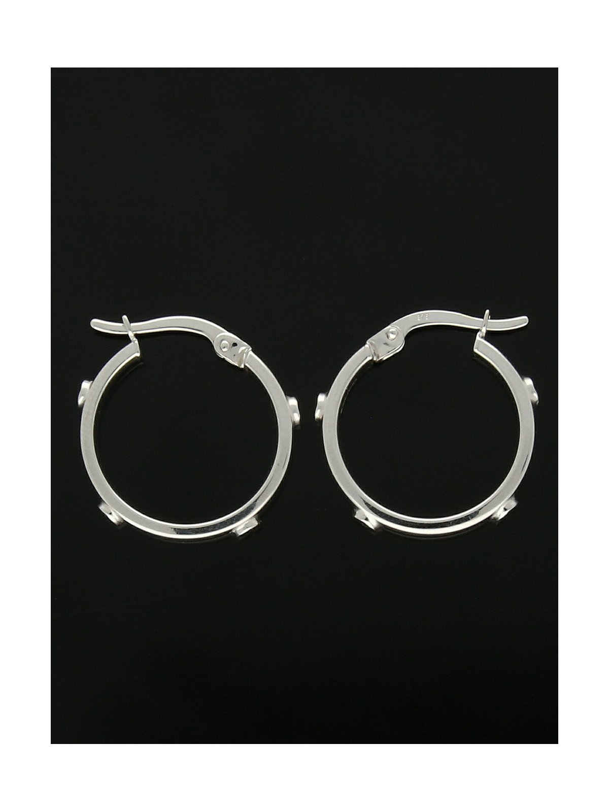Hoop Earrings with Gold Screws 18mm in 9ct White Gold