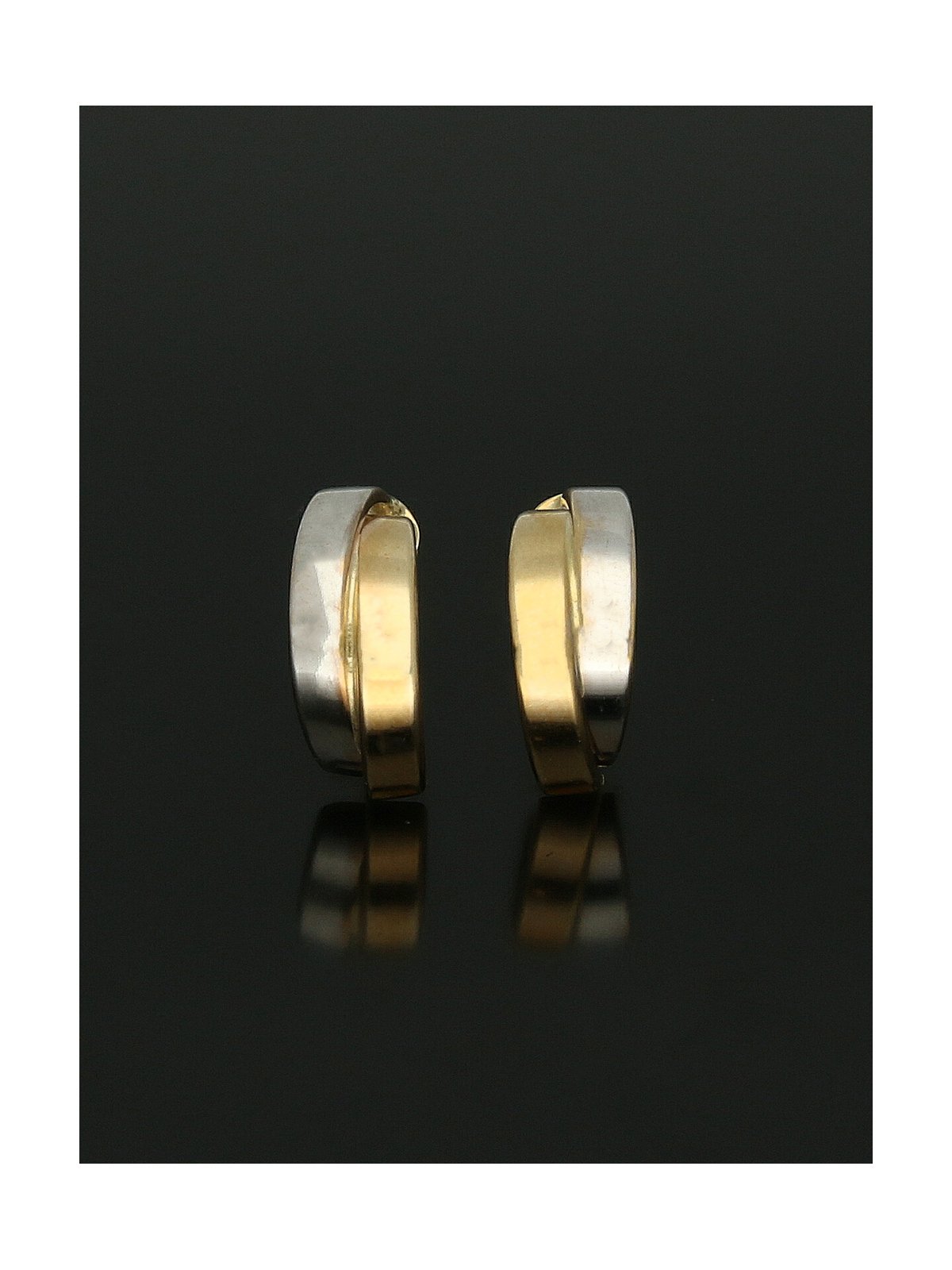 Crossover Half Hoop Earrings 16mm in 9ct Yellow & White Gold