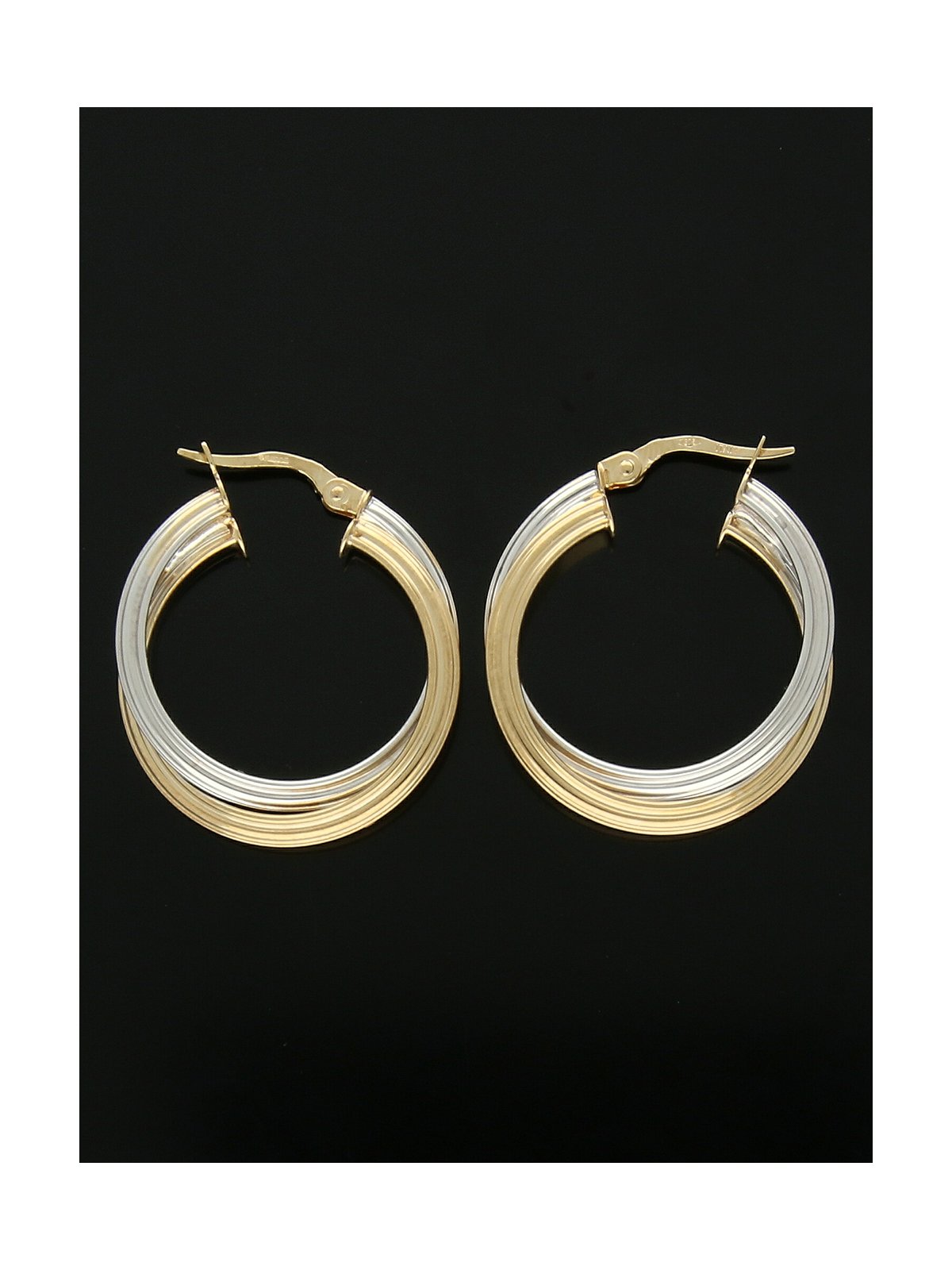 Twist Hoop Earrings 29x25mm in 9ct Yellow & White Gold