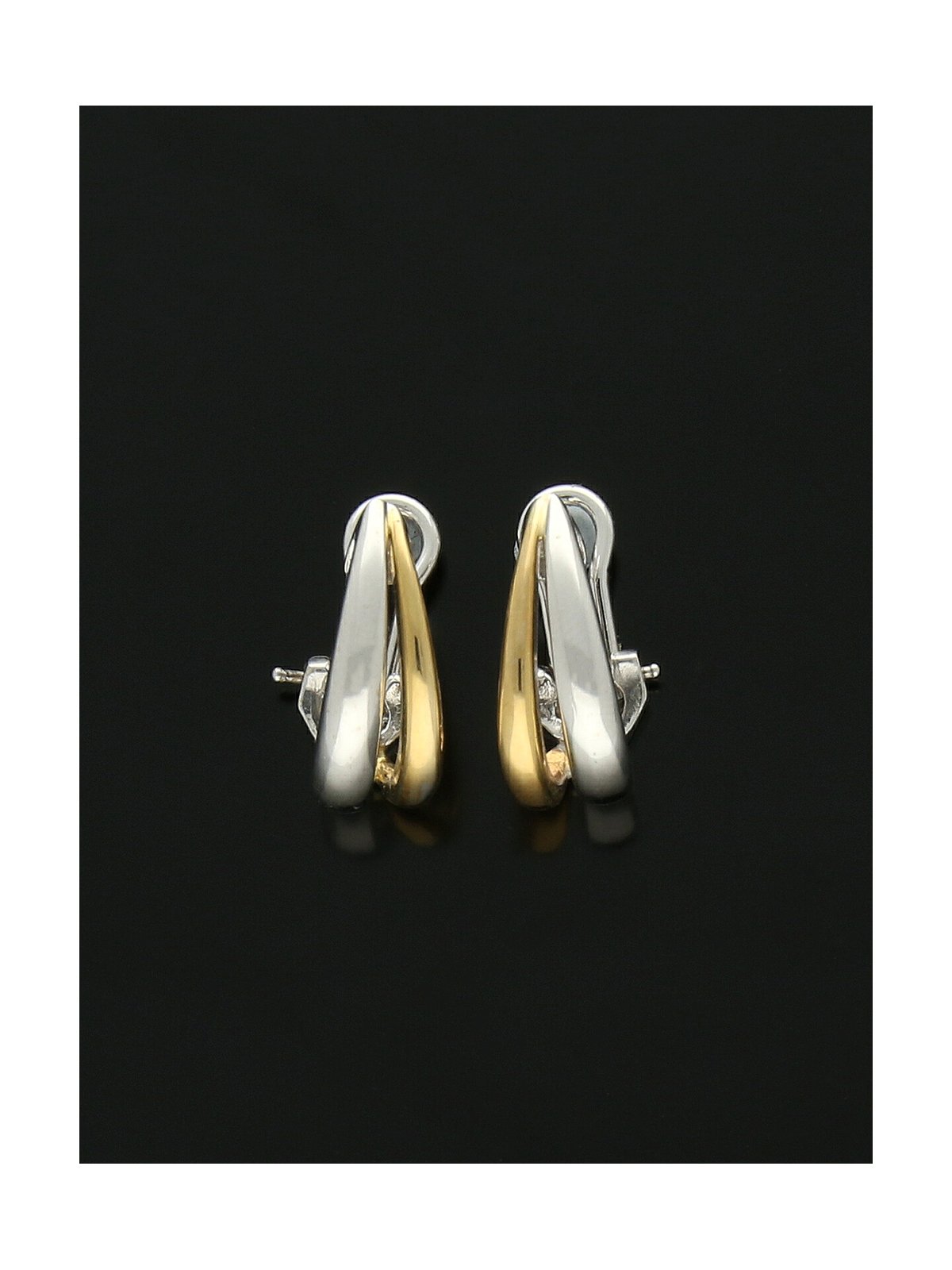 Crossover Hoop Earrings 11x15mm in 9ct Yellow & White Gold