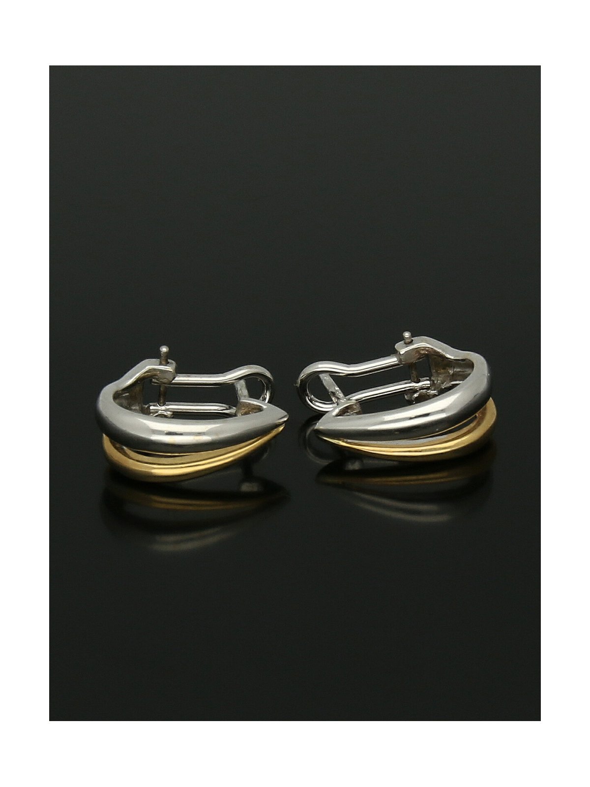 Crossover Hoop Earrings 11x15mm in 9ct Yellow & White Gold