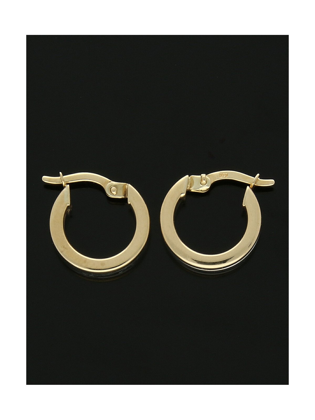 Two Row Hoop Earrings 14mm in 9ct Yellow & White Gold