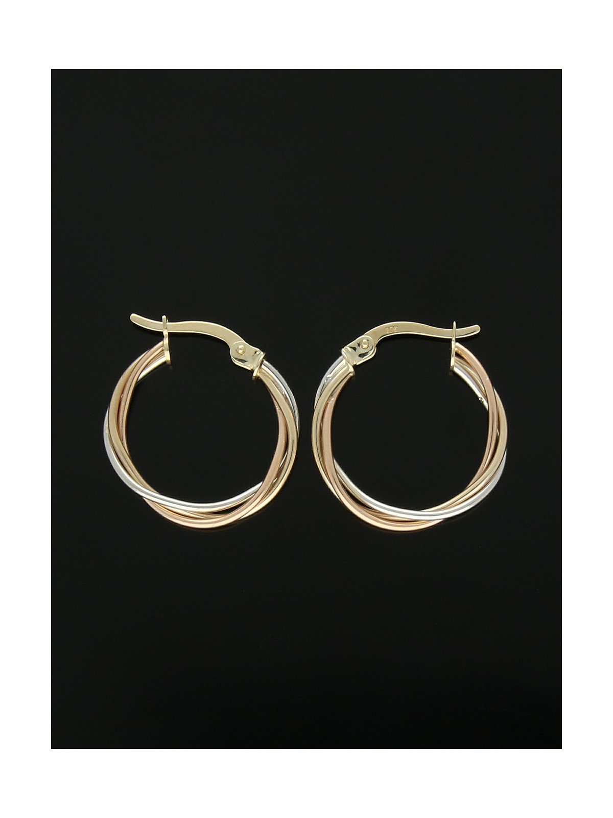 Twist Hoop Earrings 20mm in 9ct Yellow, White and Rose Gold