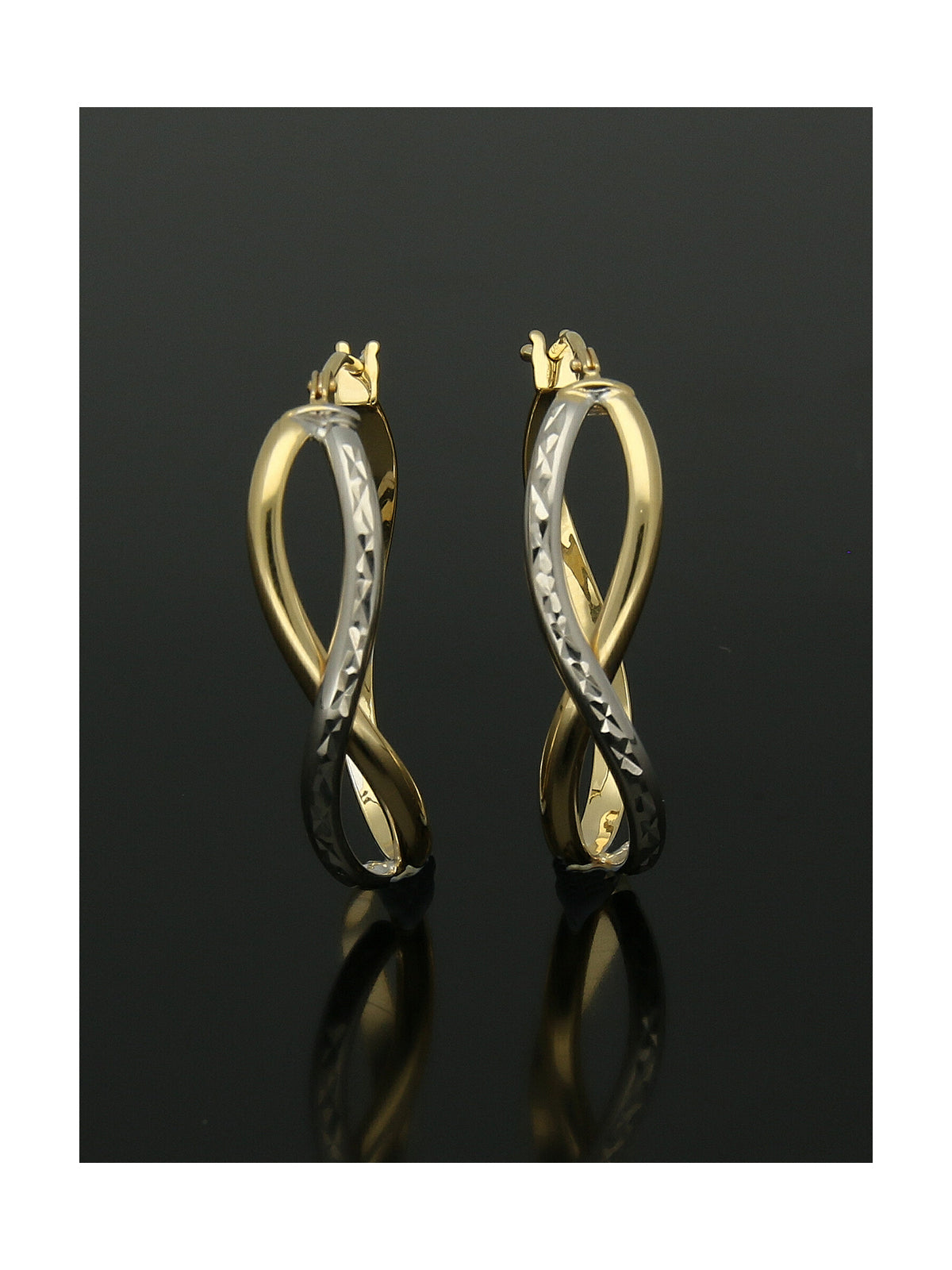 Crossover Hoop Earrings in 9ct Yellow & White Gold