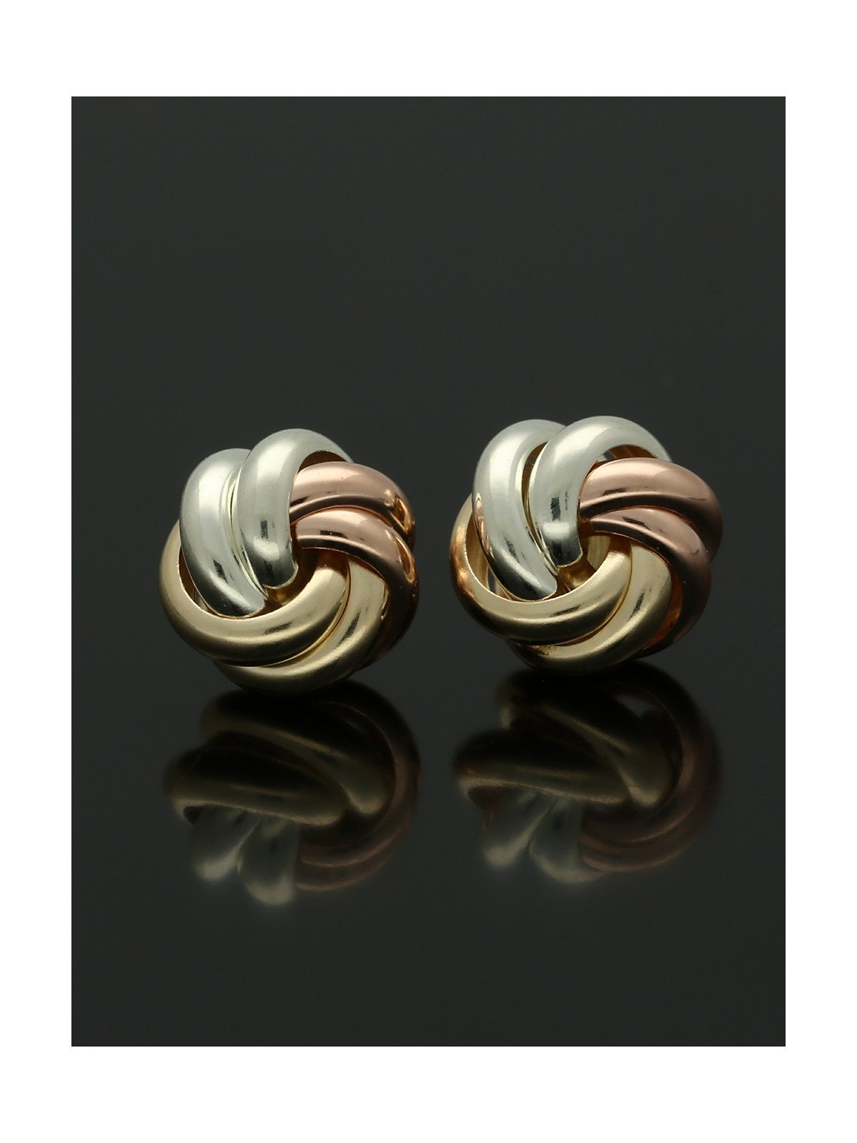 Knot Stud Earrings 8.5mm in 9ct Yellow, White and Rose Gold