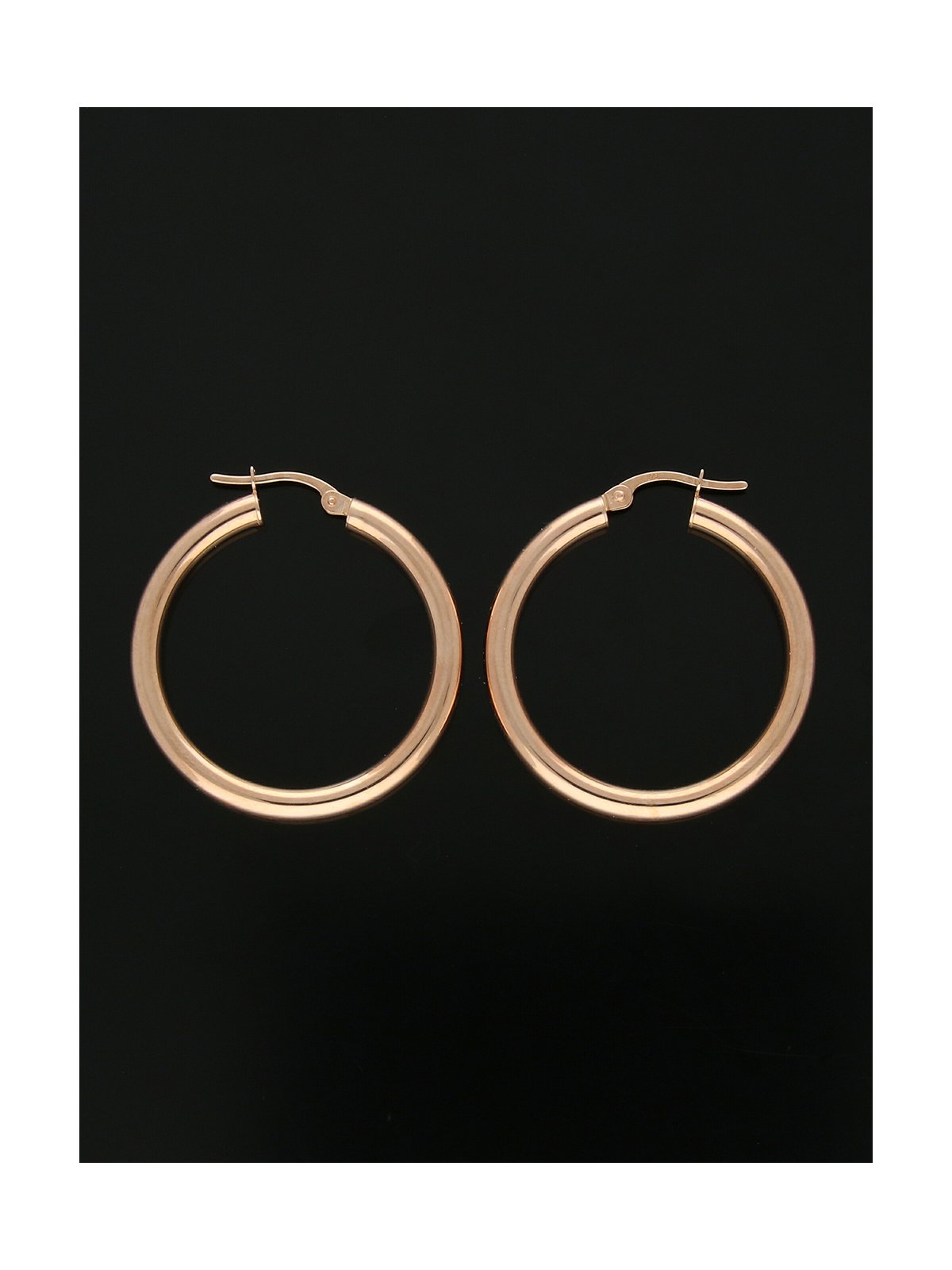Round Hoop Earrings 30mm in 9ct Rose Gold
