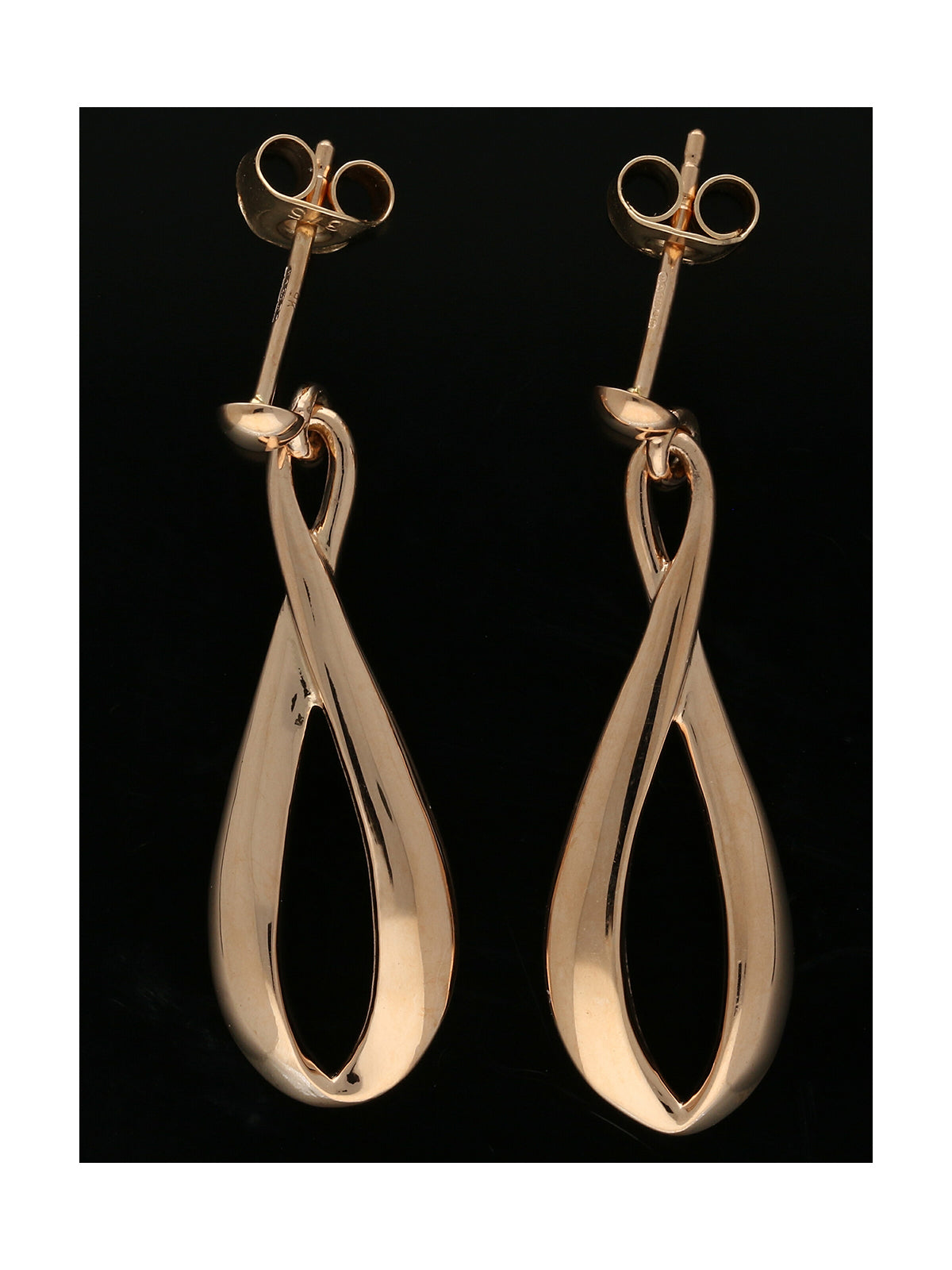 Elongated Figure of Eight Drop Earrings in 9ct Rose Gold