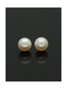 White Cultured Pearl Stud Earrings 7mm in 9ct Yellow Gold