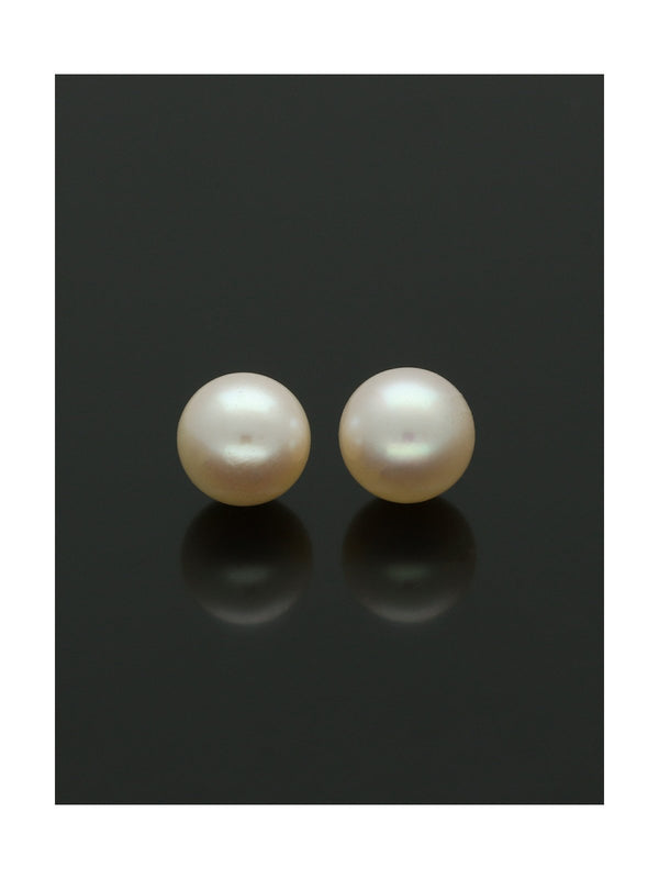 White Cultured Pearl Stud Earrings 7mm in 9ct Yellow Gold