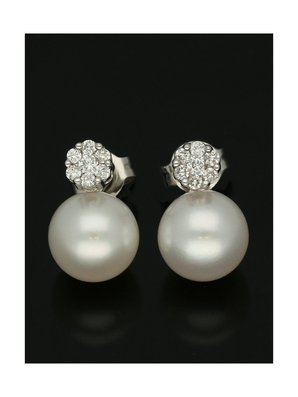 Detachable Cultured Pearl and Diamond Stud Earrings in 18ct White Gold