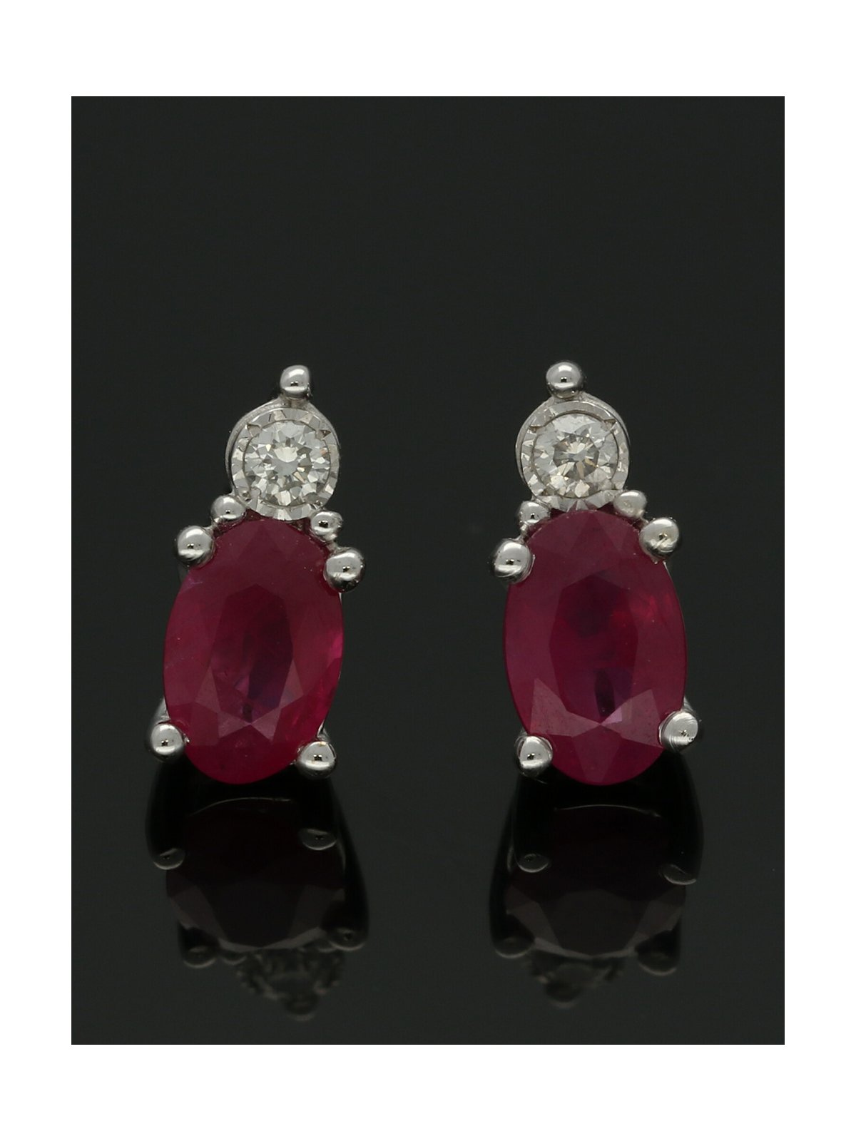 Ruby and Diamond Drop Earrings in 9ct White Gold