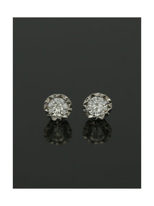 Illusion Set Diamond Stud Earrings 0.20ct in 9ct White Gold